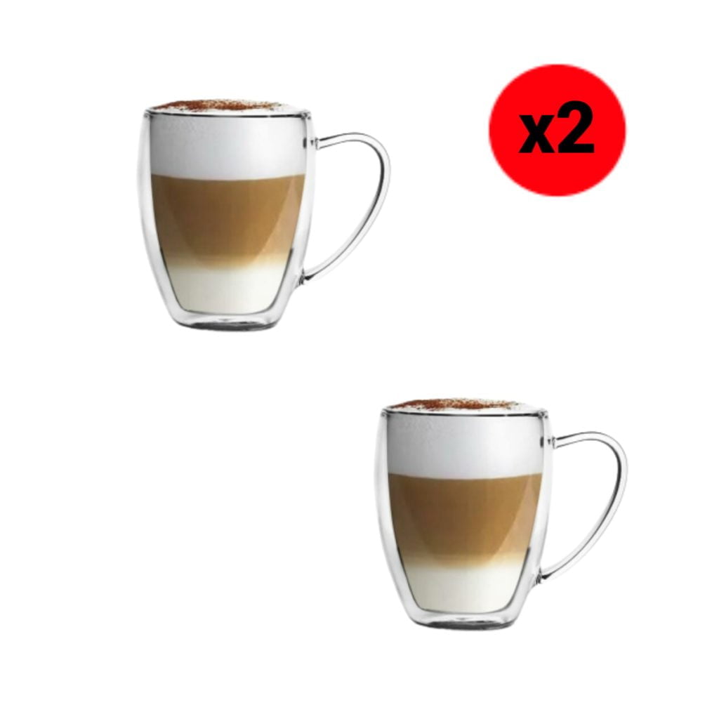 2 Tazas Jarro Doble Vidrio Cafe Breakfast Kremer 394cc - Regalos